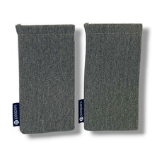 2 PEEPERS Squeeze Top Soft Eyeglass Cases GRAY Fabric Canvas Eyewear Pouches
