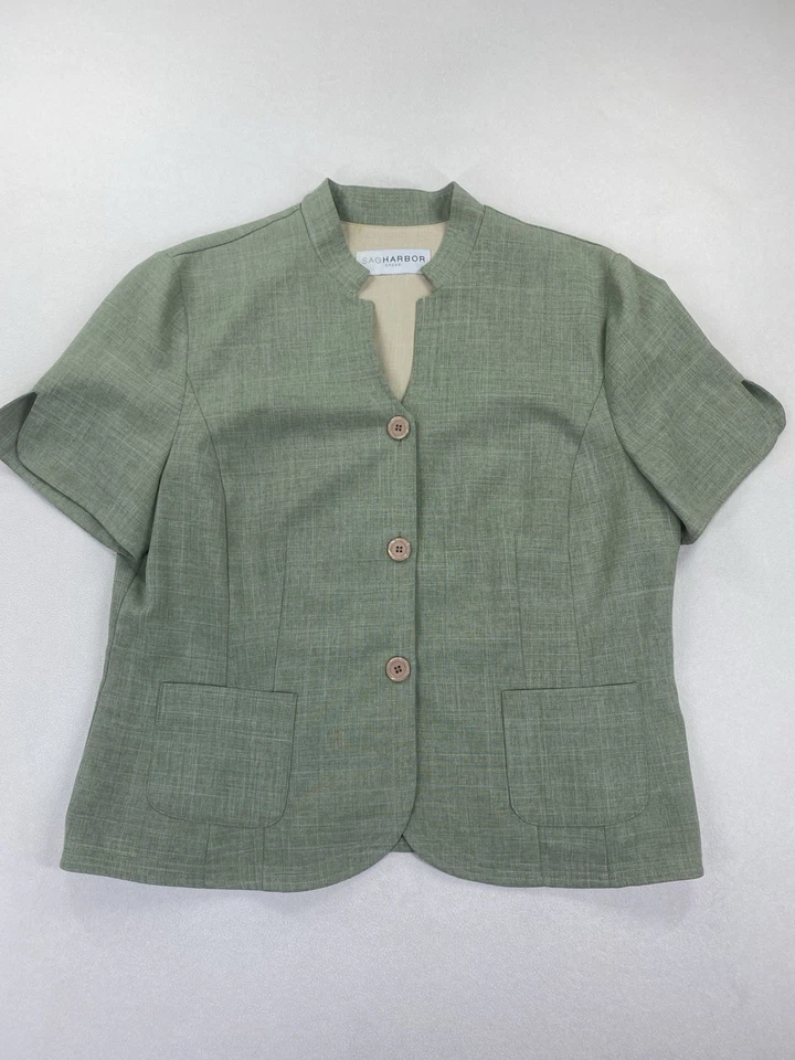 Sag Harbor 女式鼠尾草绿色 3 件套裤子裙套装 16 码职业商务 — 第 3/4 张图片