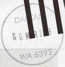 06 MAR 2018 dated complete CIRCULAR postmark DARKAN, WA 6392