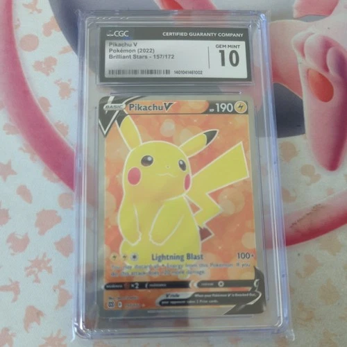 2022 POKEMON BRILLIANT STARS ULTRA RARE-HOLO #157/172 PIKACHU V CGC 10 GEM MINT