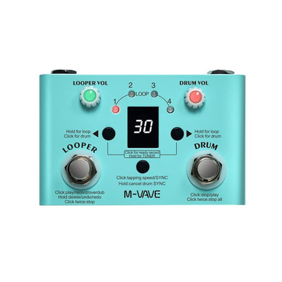 M-Vave Looper Pedal Drum Machine Tuner 11-Minute Loop 30 Preset Drum Patterns
