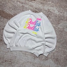Vintage 1990s Dallas Neon Graphic Sweatshirt USA Made XL PTP: 23