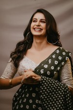 Dark Green Kasturi Silk Saree Digital Print Party Wear Sari  Embroidered Blouse