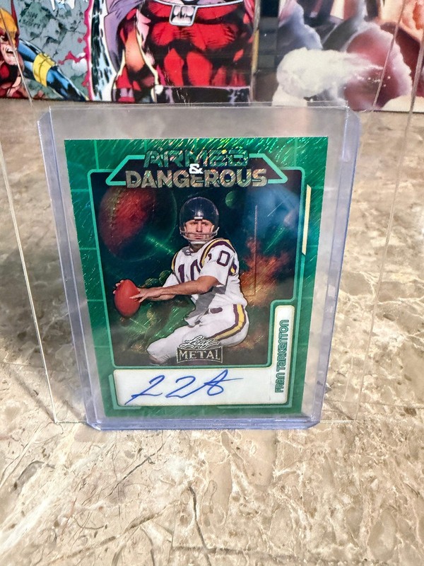 2026 Leaf Metal Football Armed and Dangerous Green Shimmer Auto 1/1 Fran Tarkent