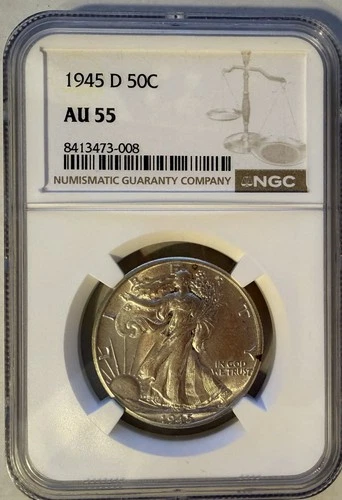 1945 D Walking Liberty Half Dollar .50C NGC AU55