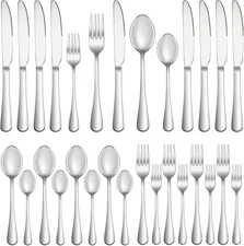 20 Piece Silverware Set Service for 4,Premium Stainless 20 Pieces, Silver 