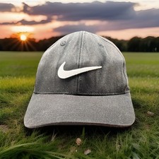Nike S1ZE Heritage 86 Baseball Hat Black White Swoosh Strapback Embroidered