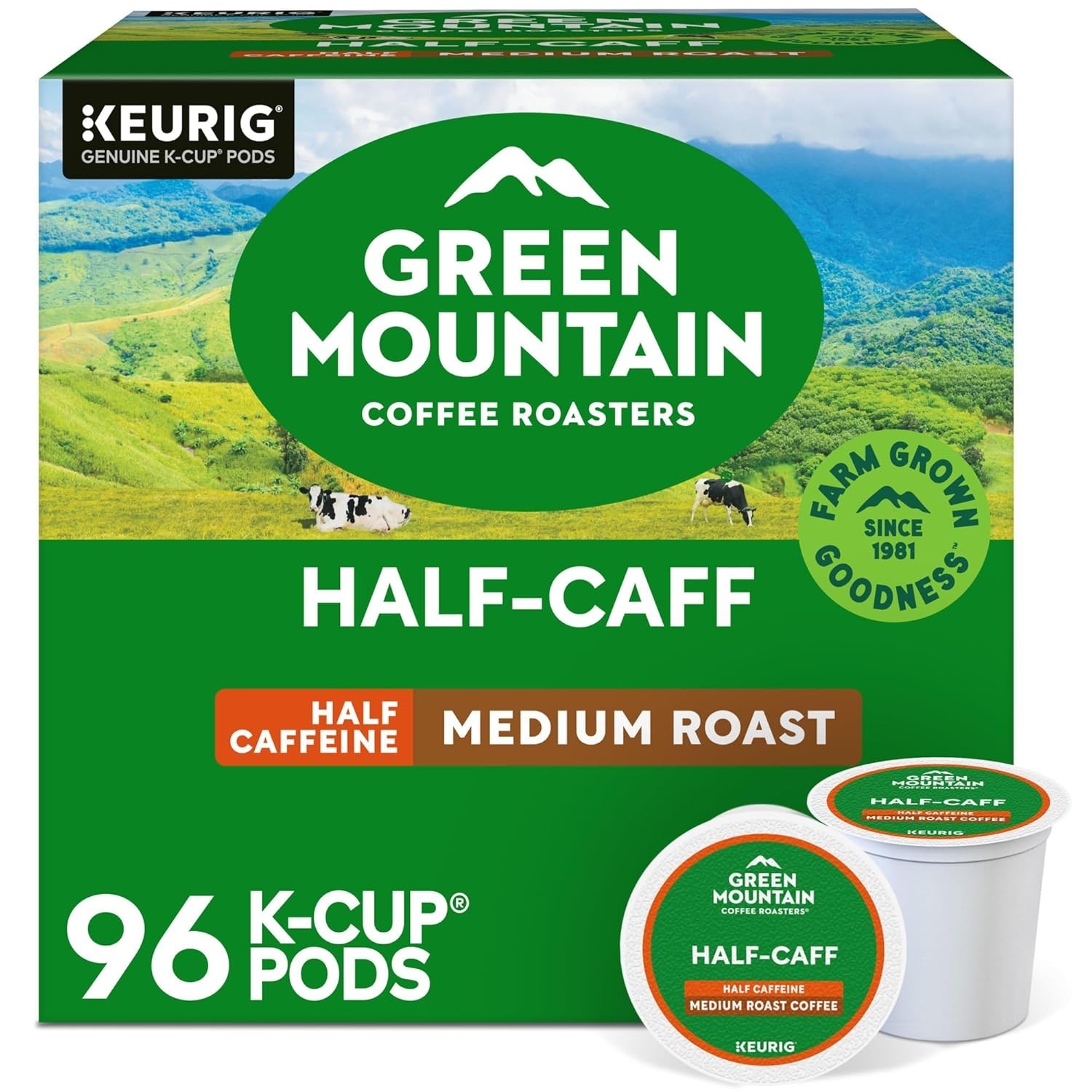 Green Mountain Coffee Half-Caff, Keurig K-Cup Pod, Medium Ro