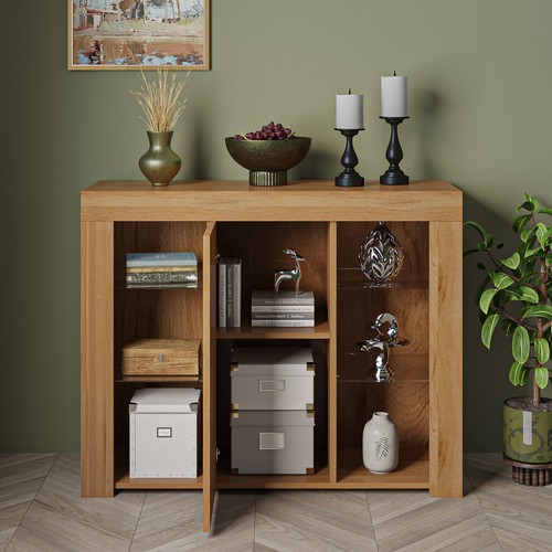 LED Storage Cabinet High Gloss Front Door Sideboard for Dining Room Display - Picture 38 of 41