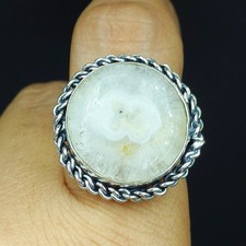 Natural Solar Quartz Gemstone Handmade 925 Sterling Silver Ring Size-8 US