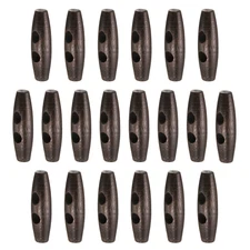 20pcs Wooden Toggle Buttons 40mm 2-Hole Wood Olive Sewing Button, Dark Brown