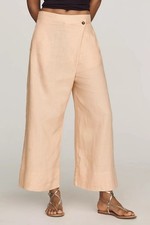 By Anthropologie 100 Linen Crossover Peach Pants MSRP 138 NWT SIZE 6