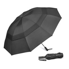 46/62 Inch Large Travel Umbrellas for Rain Windproof, 10 Ribs 46 inch Black