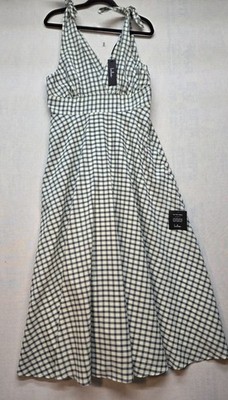 Lulus NWT Halter Plaid Maxi Dress Size XL Black White Checkered Gingham Summer