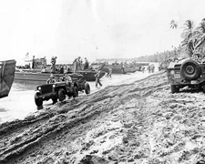 Marines Jeeps and landing barges World War II WWII WW2 8x10 Photo 736c