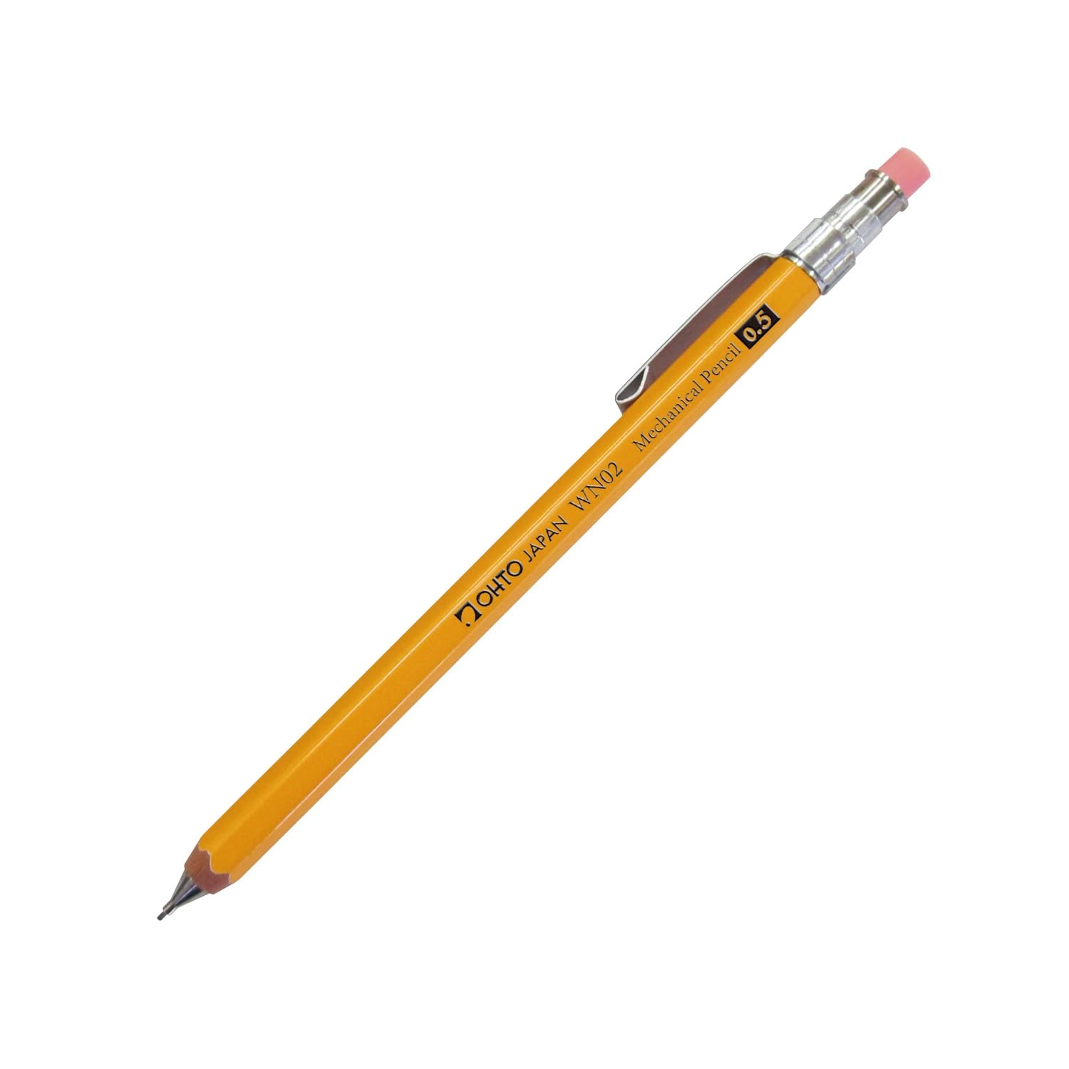 WN02 Wooden Mechanical Pencil, 0.5mm Fine Point, Mini-Sized Barrel with Clip,