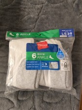 Hanes 6 Boys Ankle Socks Size Lg 3-9
