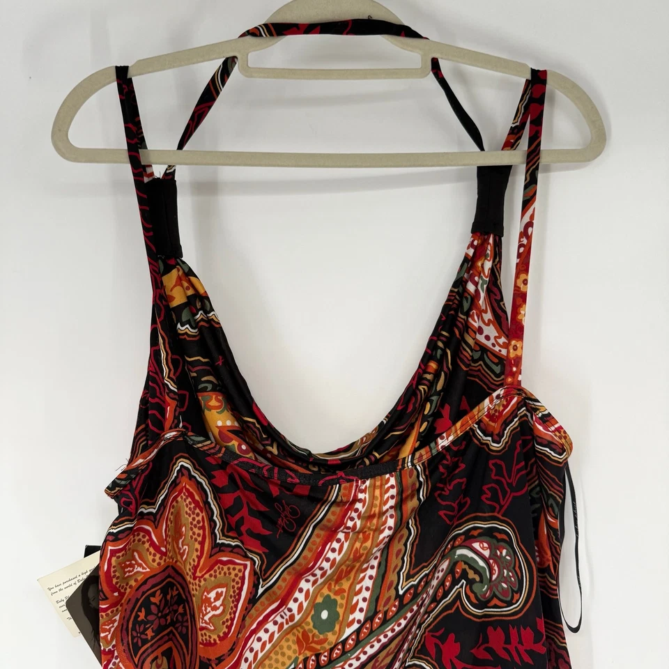 NUEVO CON ETIQUETAS Y2K Bebé Phat Capucha Cuello Paisley Mini Vestido Para Mujer Talla 3X Rojo Negro Coqueta Foto 4 de 4