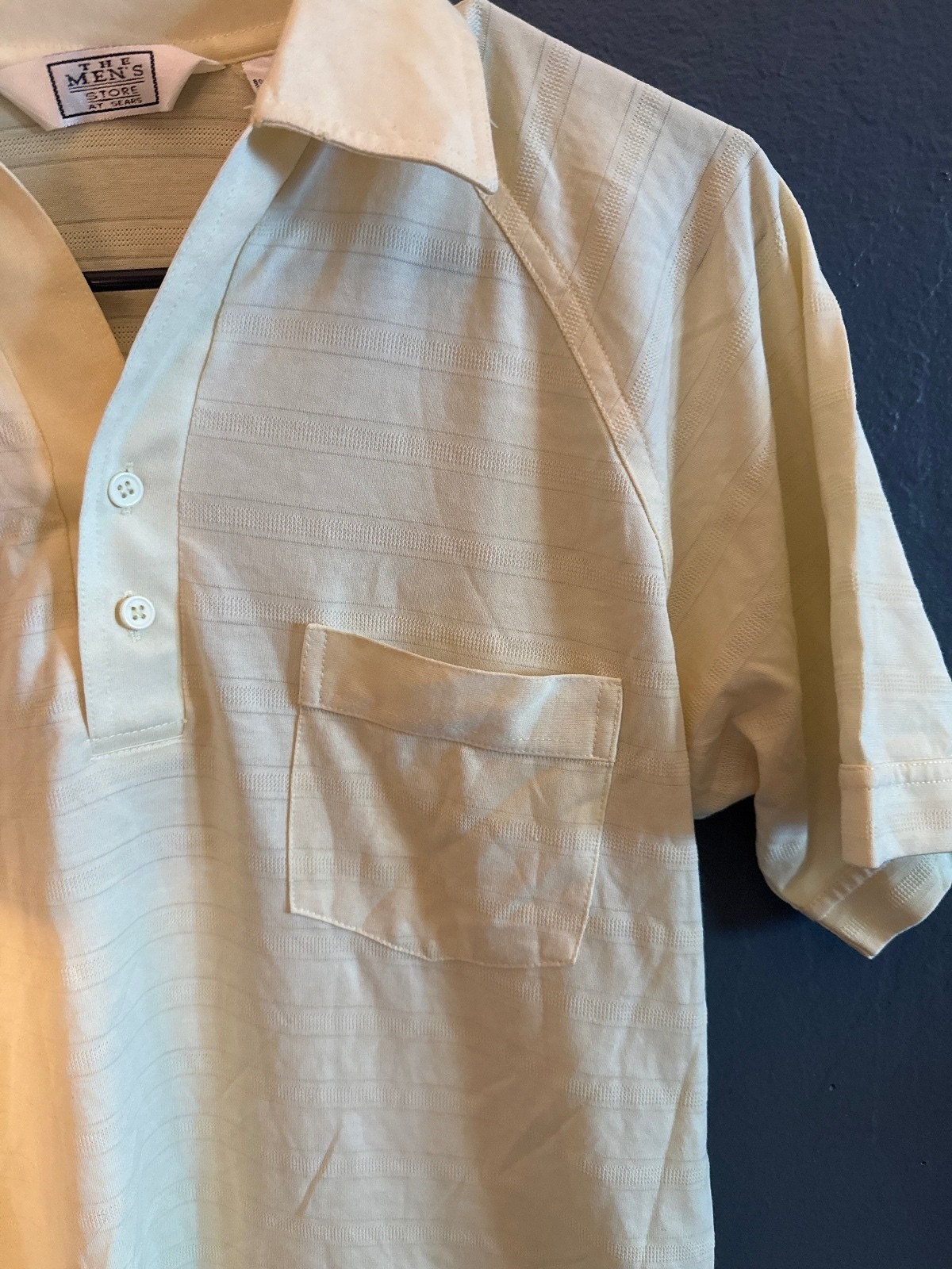 Vintage Sears Men's Cream and White Cotton Polo Shirt Medium image 3