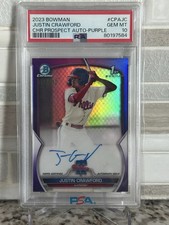 2023 Bowman Chrome Justin Crawford #CPA-JC Purple /250 Auto PSA 10
