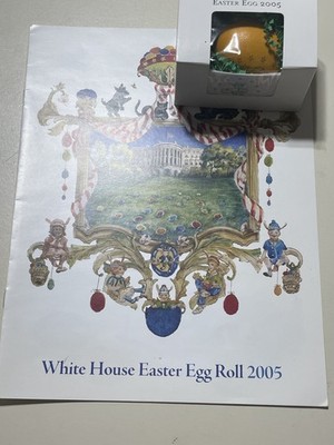 2005 Bush White House Easter Egg Roll, yellow egg NIOB, program,