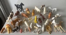 Vintage Plastic Farm Animals Bulk Lot Of 37 Pieces Toy 60s 70s Trinket Shelf