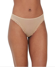 Women's Passion Mesh Lace Trim Chikini - Nylon Beige, size L NWT