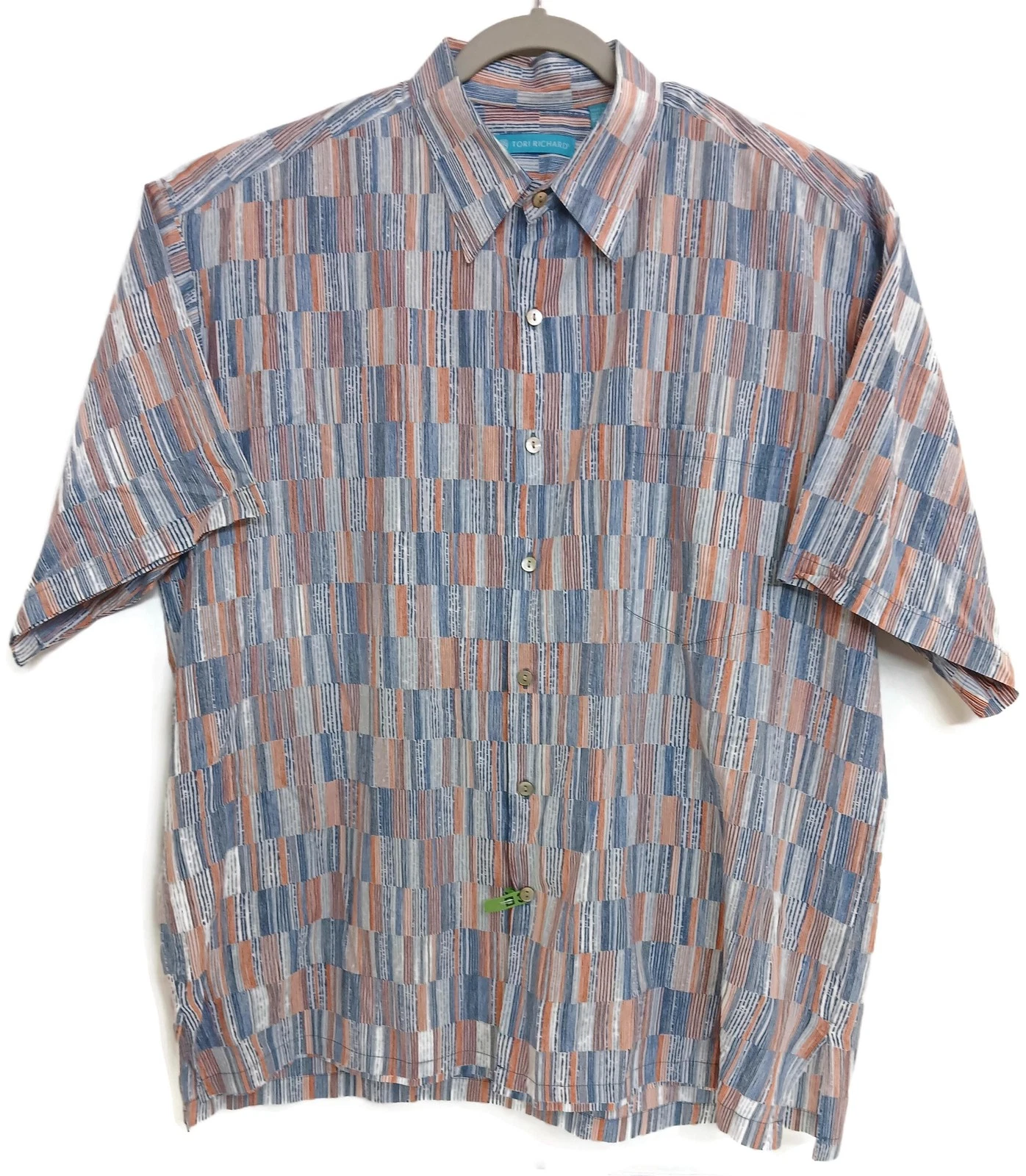 Tori Richard Shirt Mens Large Blue Cotton Lawn Hawaiian Made in Hawaii 0300-6795