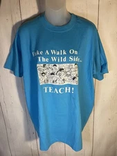 Vintage Graphic T-Shirt Blue Single Stitch Size XL 