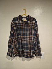 Weatherproof Vintage Shirt Mens XL Brown  Grey Plaid Flannel Button Down