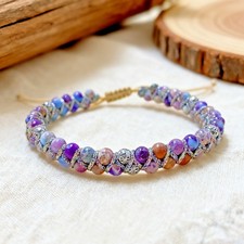 Natural Gemstone Beads Sea Sediment stone Healing Chakra Women Men Bracelet Gift