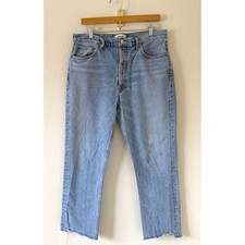Agolde Riley High Rise Straight Raw Hem High Rise Cotton Blue Jeans size 31