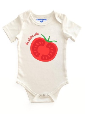 La Dolce Vita Baby Bodysuit Gender Neutral Foodie Outfit Soft 100% Cotton Sho...