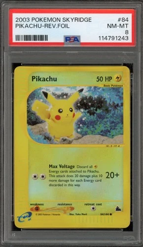 Pokemon Pikachu Skyridge Reverse Holo #84 PSA 8