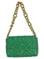 Borsa a Tracolla Donna Verde Trapuntata Catena Oro