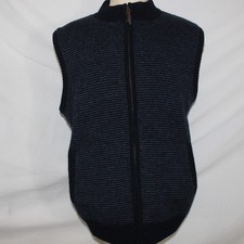 Pendleton Mens L Blue Knit Washable Wool Fleece Zip Sleeveless Sweater Vest