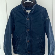 abercrombie kids sherpa lined twill coat boy's sz XL EUC LN