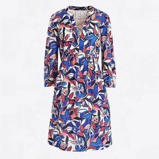 New J Crew Factory Lace Up Floral Dress Blue Pink Size 2XS XXS H4528 