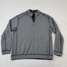 Tommy Bahama Reversible 1/4 Zip Sweater Mens Large Gray Mock Neck Pullover