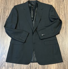 Canali Blazer Men Hopsack Wool Water Resistant Brown Label Color Black 48R