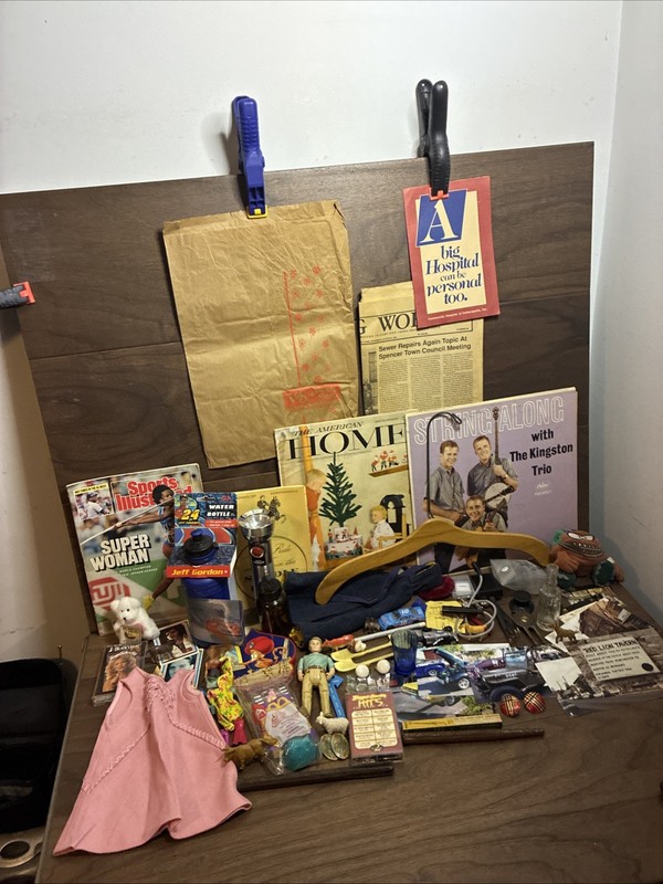 Ephemera vintage Junk Drawer lot Toys Tools Photo