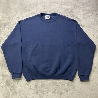Sudadera de Colección Lee Peso Pesado Para Hombres Mediana Azul Marino Cuello Redondo Pullover Años 90 - Imagen 1 de 4