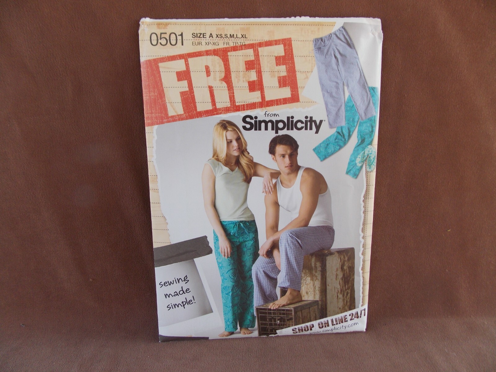 Simplicity Unisex Pajama Bottoms Hip Sizes 31