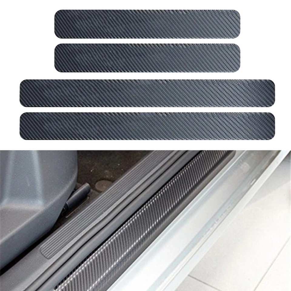 4x Carbon Fiber Car Door Plate Sill Scuff Cover Anti Scratch Sticker Accessories - Image 3 of 4