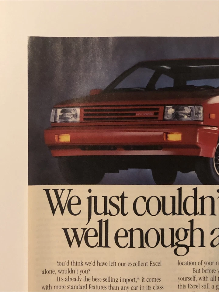 Hyundai Excel GS 1988 anuncio impreso deportivo práctico coches rojos que tienen sentido de colección años 80 Foto 2 de 4