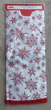 48" WHITE/RED GLITTER SNOWFLAKE TREE SKIRT  NEW!! 