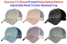 NEW! C.C Printed Polka Dotted Pattern Adjustable Mesh Trucker Baseball CC Cap