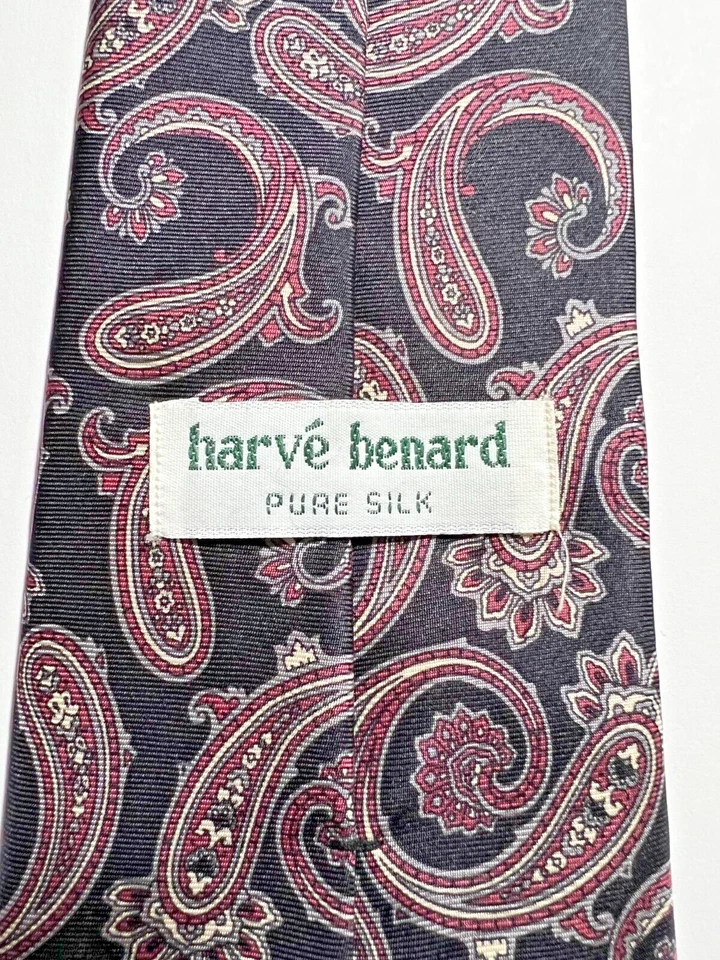 Corbata de cuello Harve Benard pura seda para hombre con estampado de cachemira clásica Foto 2 de 4