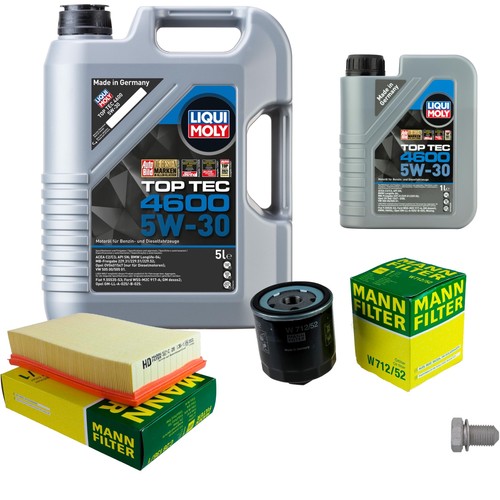 MANN Inspektionspaket 6 L LIQUI MOLY Top Tec 4600 5W-30 für Seat Inca 1.6i