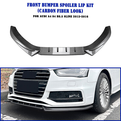 Carbon Fiber Look Front Bumper Splitter Lip For Audi A4 S4 B8.5 Sline 2013-2016